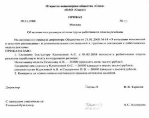 Образец приказа о невыплате зарплаты директору
