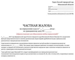Образец частной жалобы на определение суда об обеспечунии иска