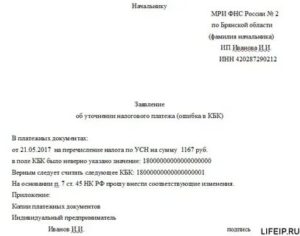 Образец письма в уфк на уточнение кбк или возврат денег