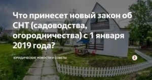 Новые законы и правила для снт 2019 год