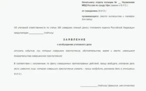 Образец заявления в следственный комитет о возбуждении уголовного дела