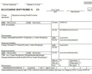 Образец платежного поручения ип по 3ндфл за 2019 год