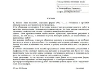 Написать онлайн письмо в трудовую инспекцию г москва