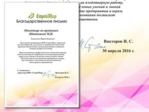 Образец благодарственного письма менеджеру по продажам