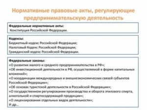 Нормативные документы регулирующие предпринимательскую деятельность